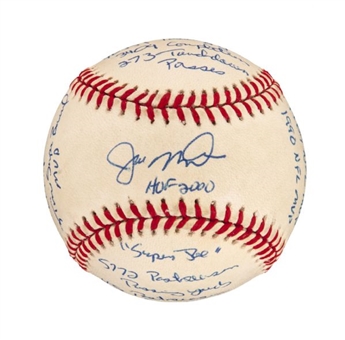Joe Montana Single-Signed Stat Baseball With 16 Inscriptions